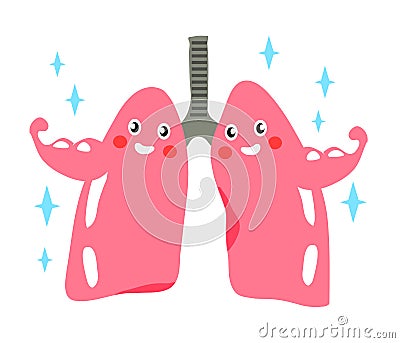 Strong human lungs on a white background. Cartoon. Vector Illustration